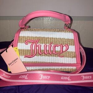 Juicy Gelato Square Tote in a pink lemonade, natural, and white colorway